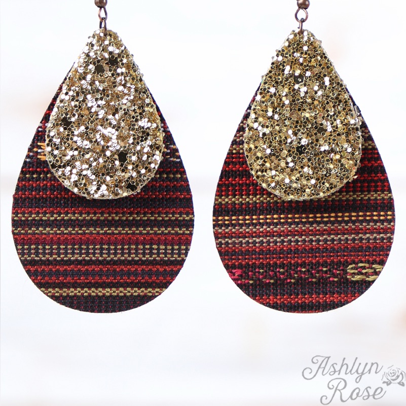 Gold And Red Layered Teardrop Earrings - Women's Fashion Jewelry